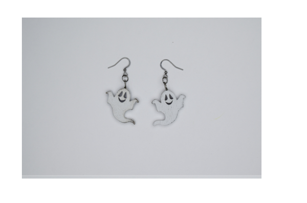 Wooden Ghost Earrings