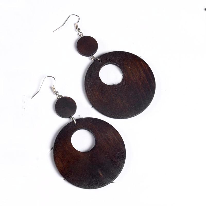 Wooden Round Earrings