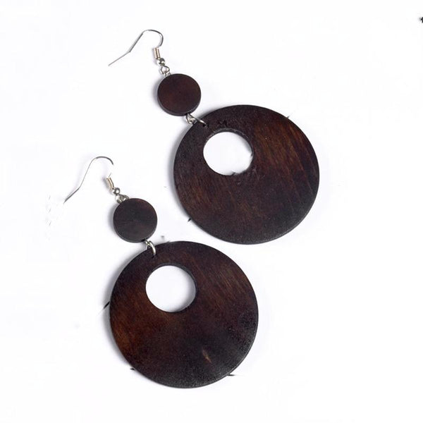 Wooden Round Earrings