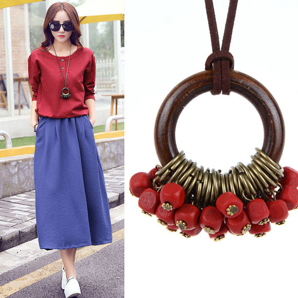 Trendy Boho Style Wooden Necklace