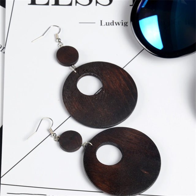 Wooden Round Earrings