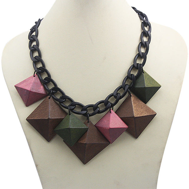 Long Chain Necklace with Pyramid style beads