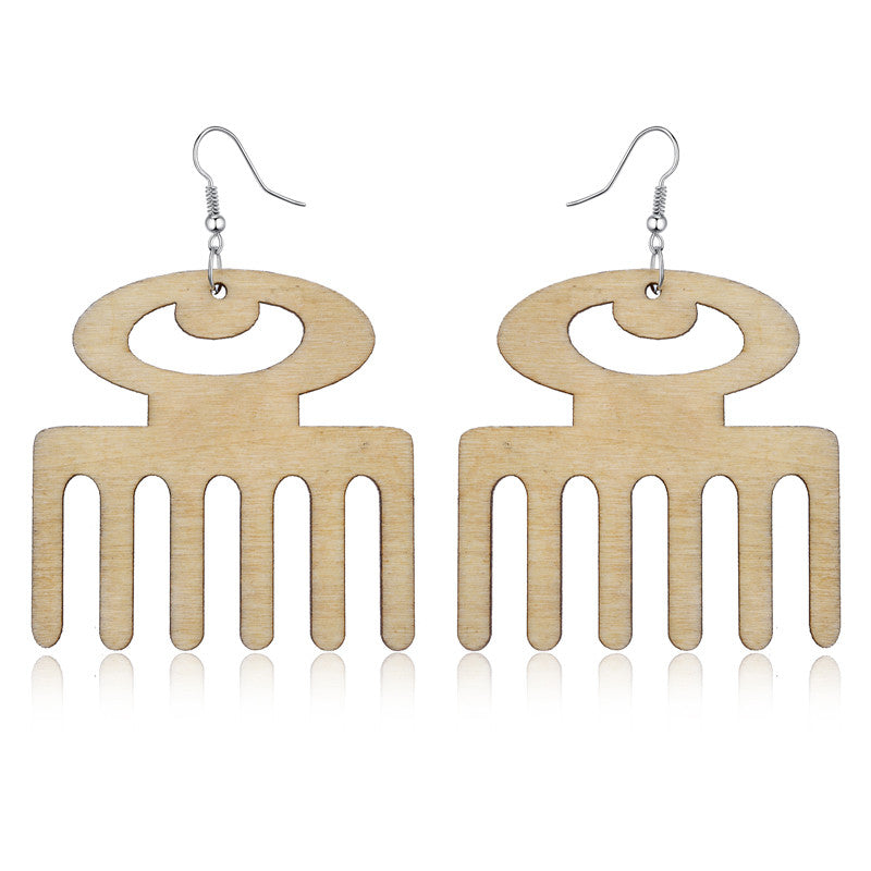 Classy Wooden Comb Drop Earrings