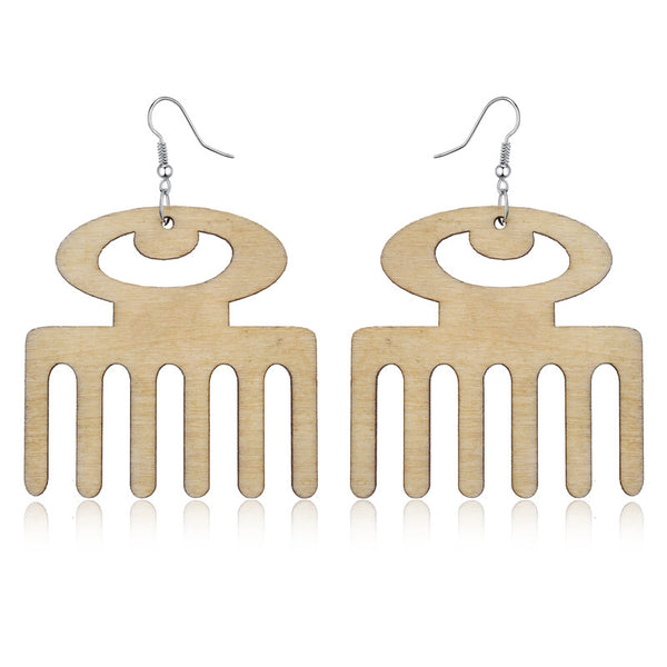 Classy Wooden Comb Drop Earrings