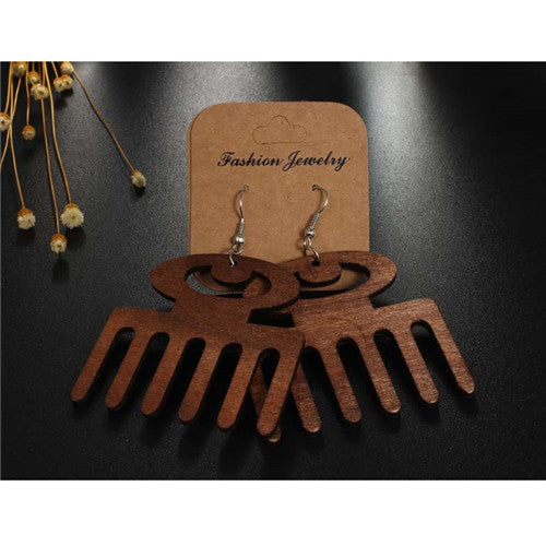 Classy Wooden Comb Drop Earrings