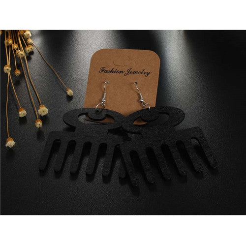 Classy Wooden Comb Drop Earrings