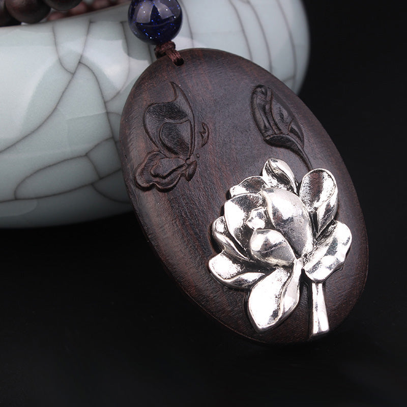 Hand Carved Black Rosewood Necklace