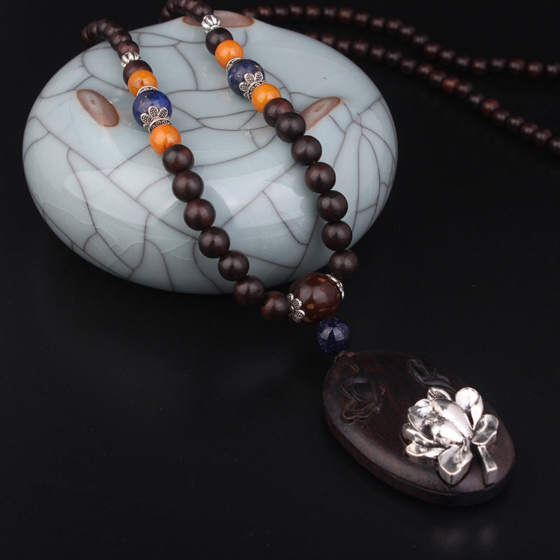 Hand Carved Black Rosewood Necklace