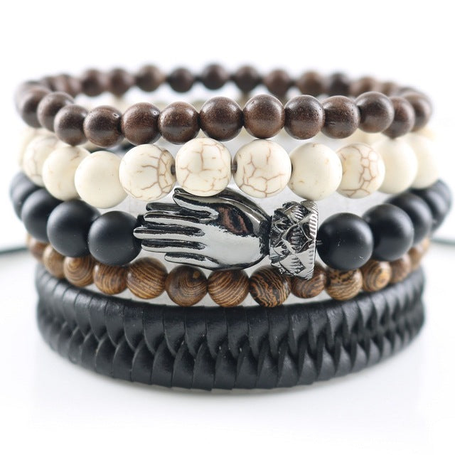 Fashionable Beads Bangle with Leopard Head