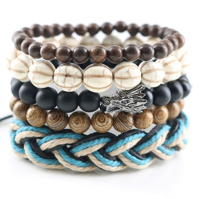 Fashionable Beads Bangle with Leopard Head