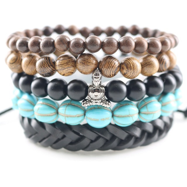 Fashionable Beads Bangle with Leopard Head