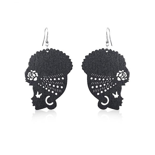 New Design African Head Wooden Earrings