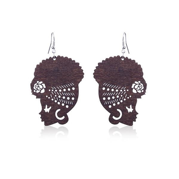 New Design African Head Wooden Earrings