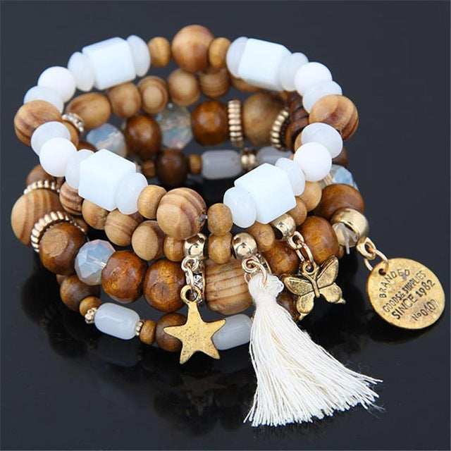 Ethnic Wood Bead Bracelet