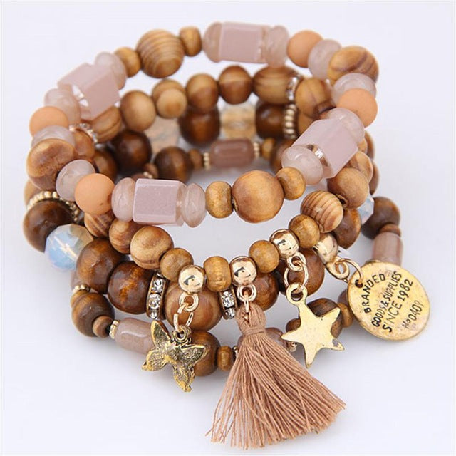 Ethnic Wood Bead Bracelet