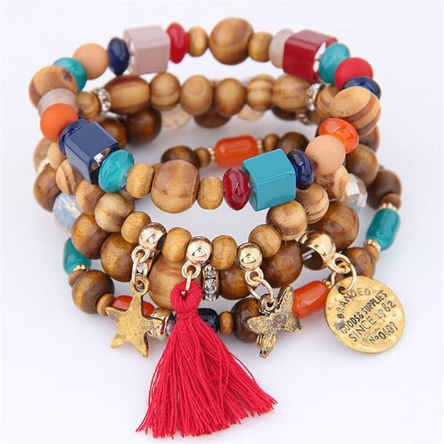 Ethnic Wood Bead Bracelet