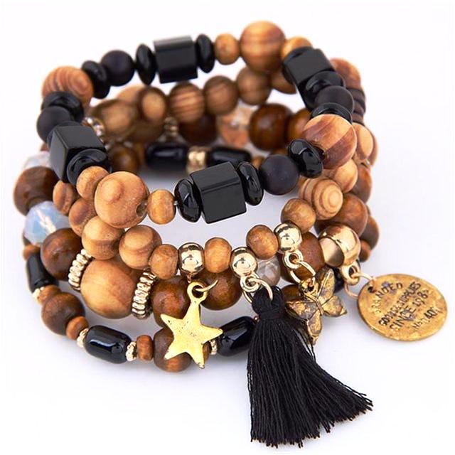 Ethnic Wood Bead Bracelet