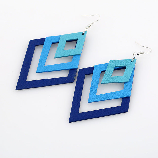 Geometric Rhombus Drop Hanging Earrings