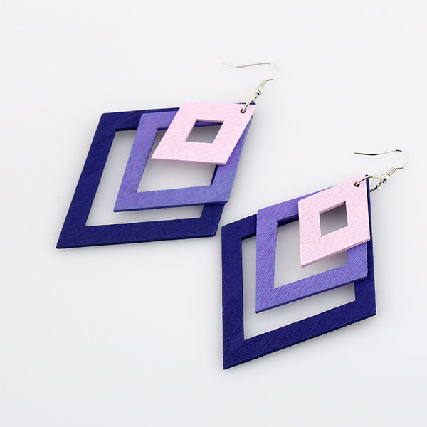 Geometric Rhombus Drop Hanging Earrings
