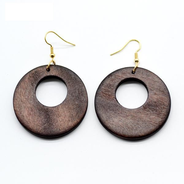 Wooden Round Earrings