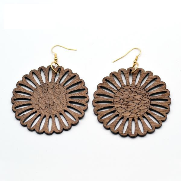 Wooden Flower Earrings