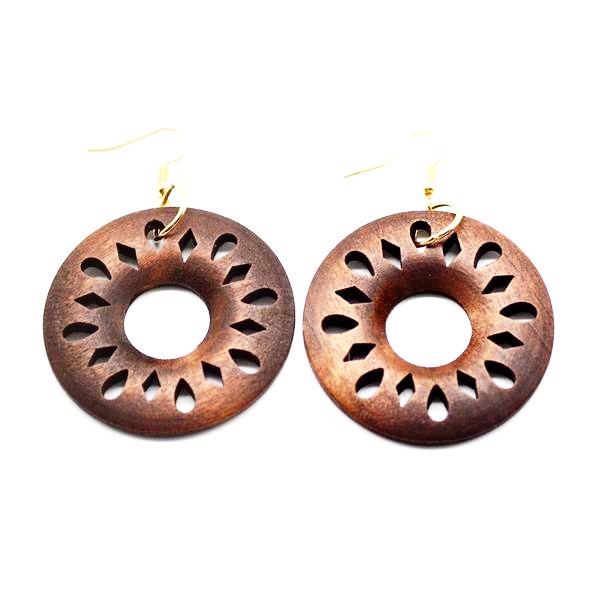 Big Round African Wood Earrings