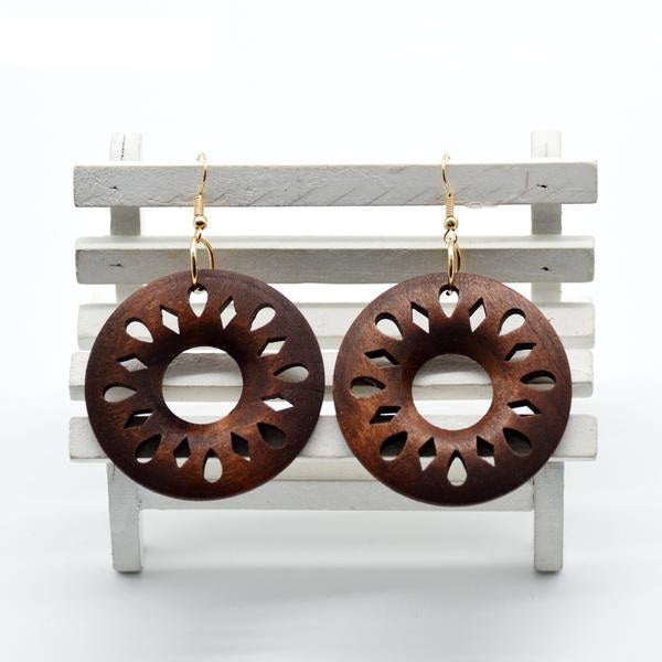 Big Round African Wood Earrings