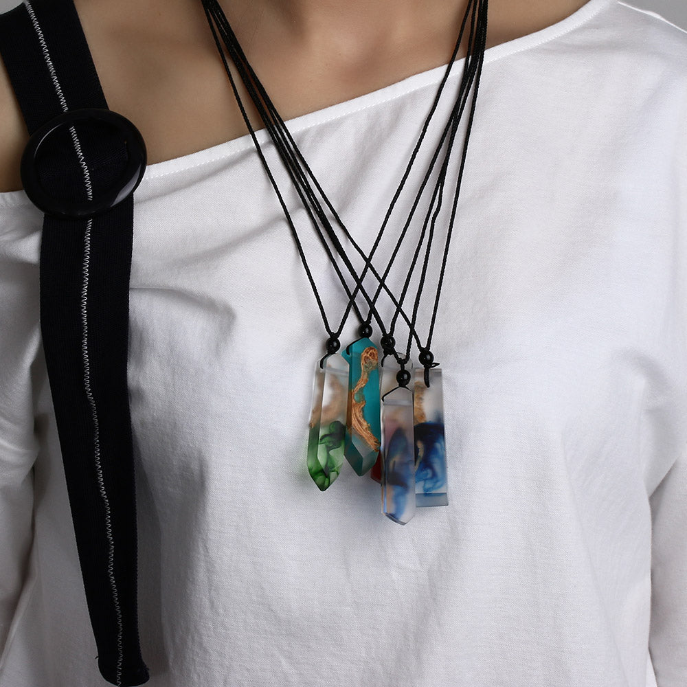 Handmade Resin & Wood Pendant Necklace for Women