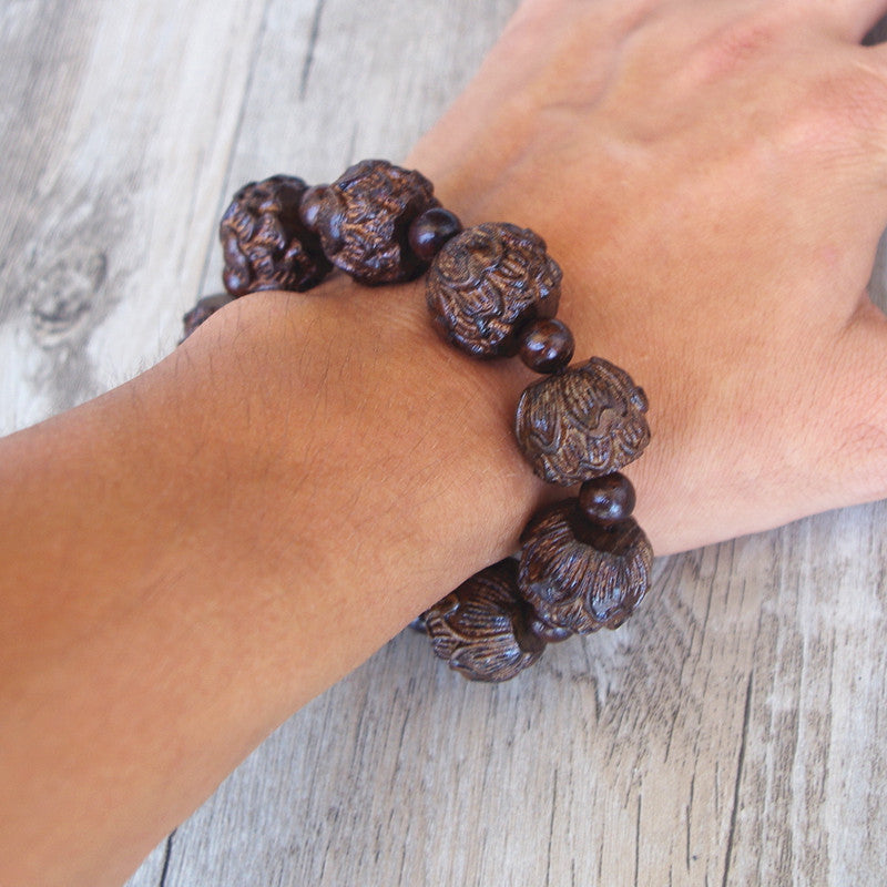 Men's Tibetan Black Wood Bracelet