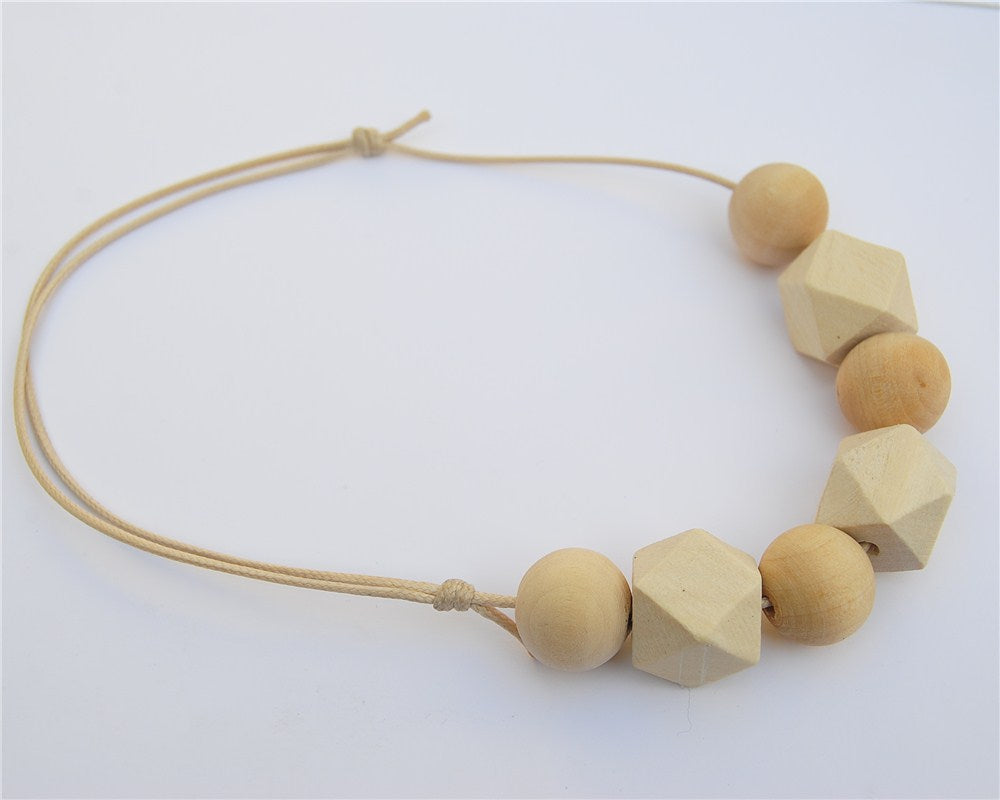 Ball and Polygon Wooden Necklace