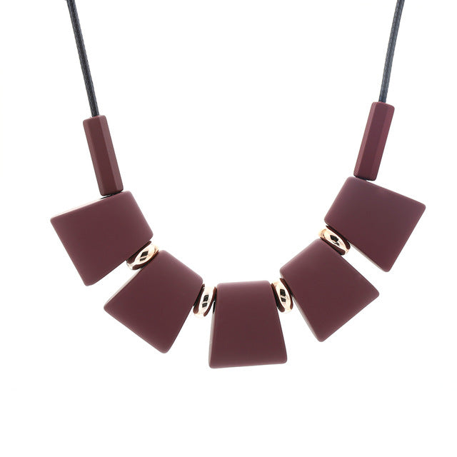 Colorful Wood Beads Necklace