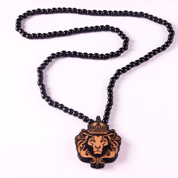 Wooden Lion Head Necklace