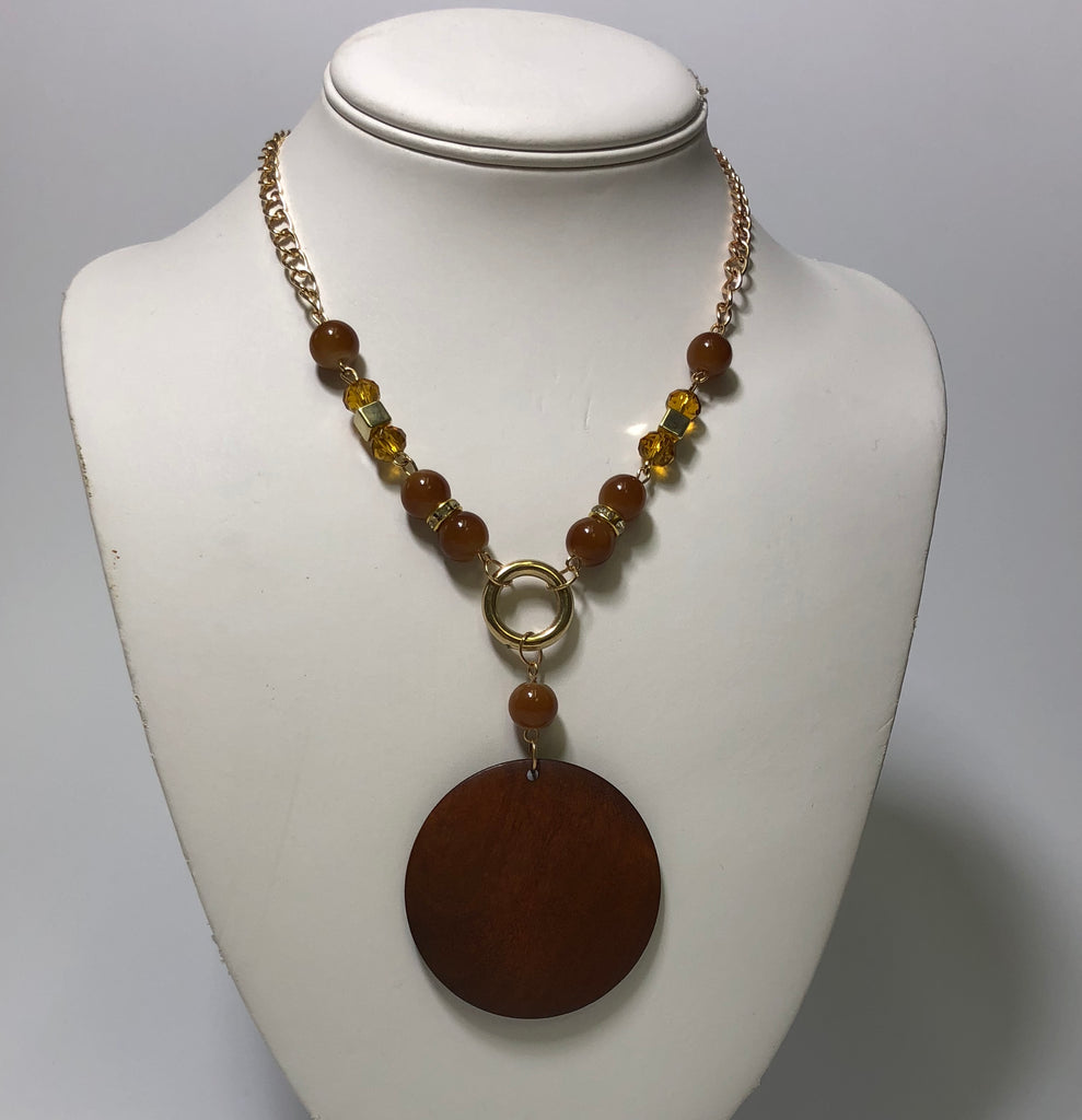 Light Brown Wooden Circle Necklace
