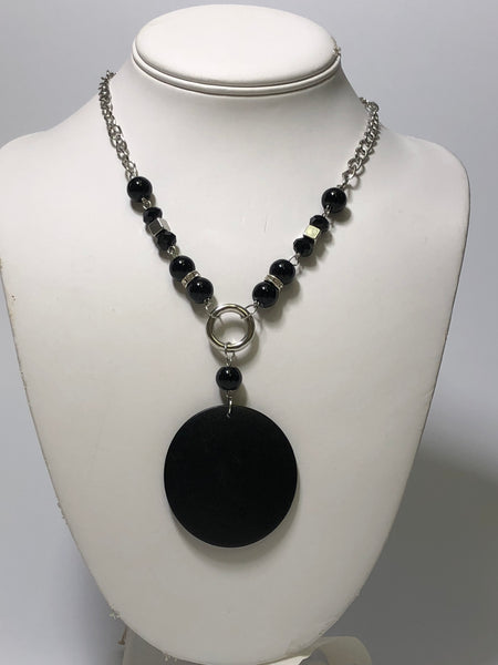Black Wooden Circle Necklace
