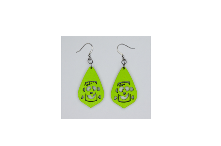 Wooden Frankenstein's Monster Earrings