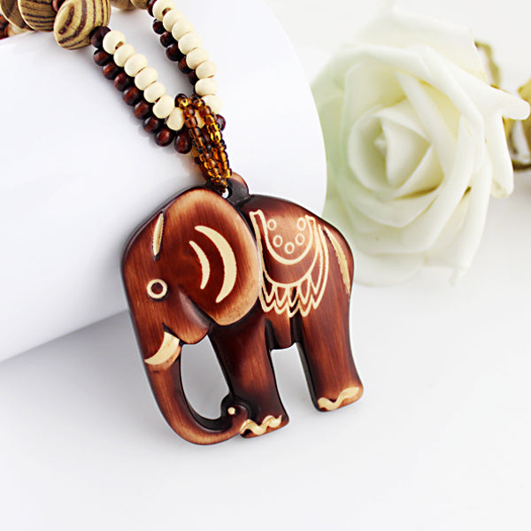 Boho Necklace with an Elephant Pendant