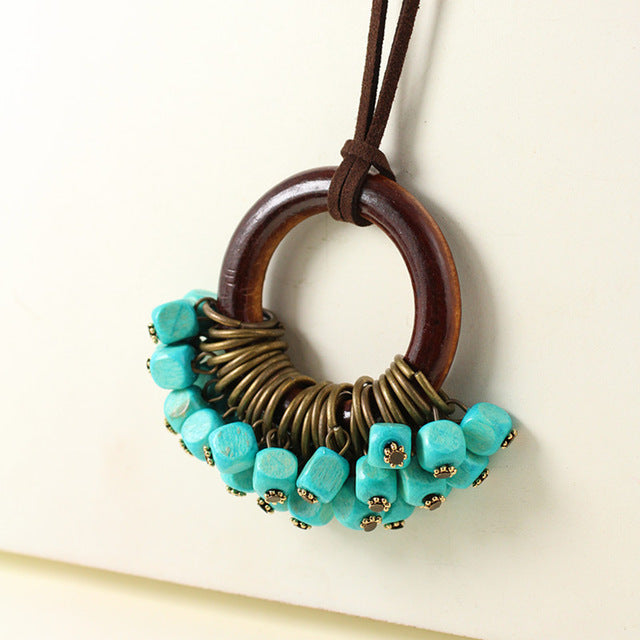 Trendy Boho Style Wooden Necklace