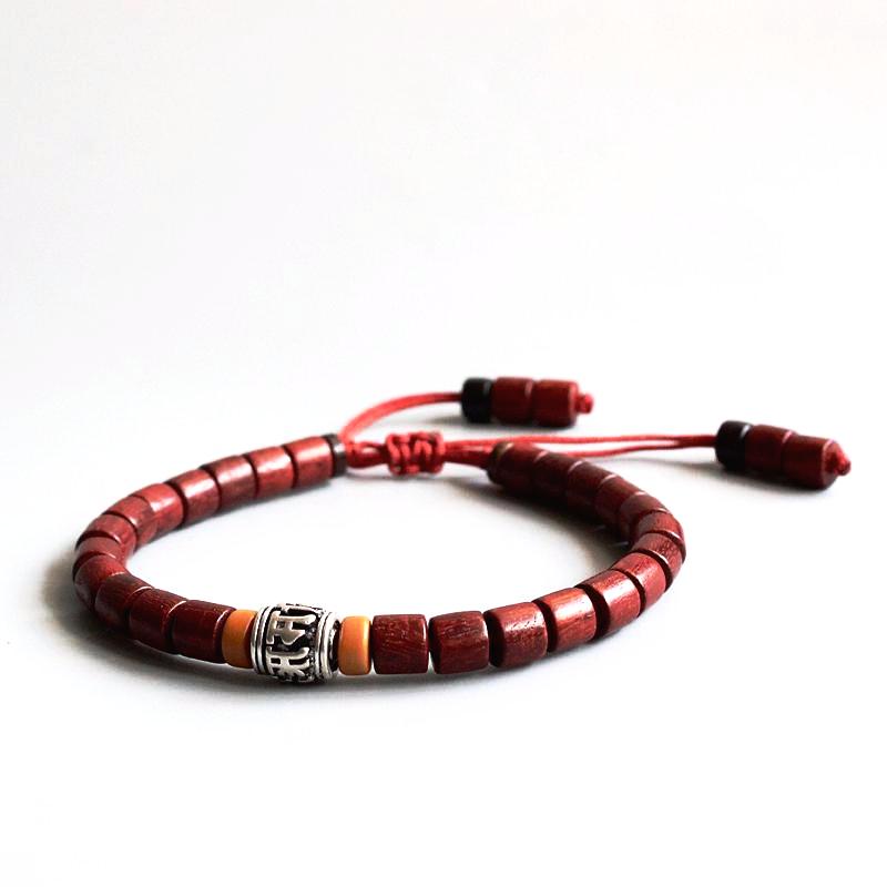 Wooden Bracelet with Mantra Charm
