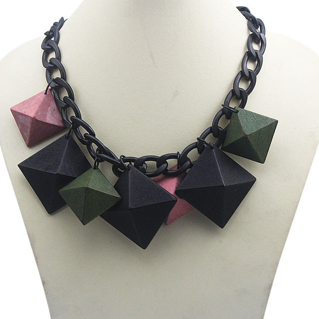 Long Chain Necklace with Pyramid style beads