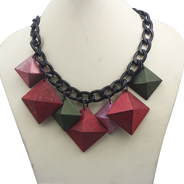 Long Chain Necklace with Pyramid style beads