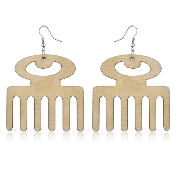 Classy Wooden Comb Drop Earrings