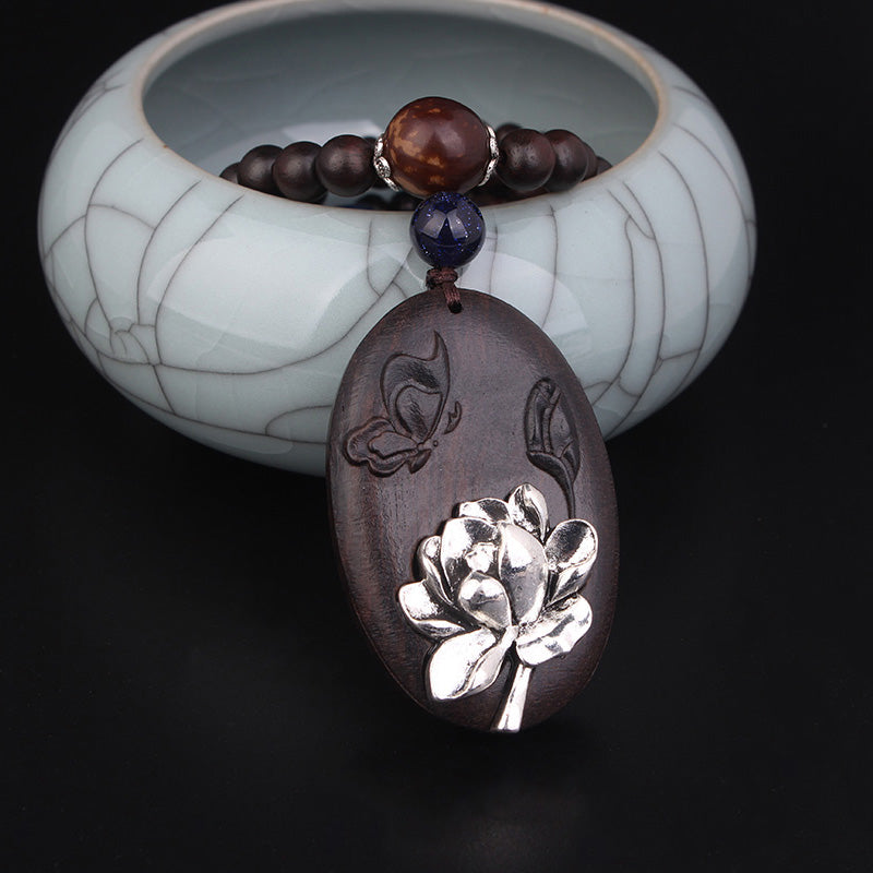 Hand Carved Black Rosewood Necklace