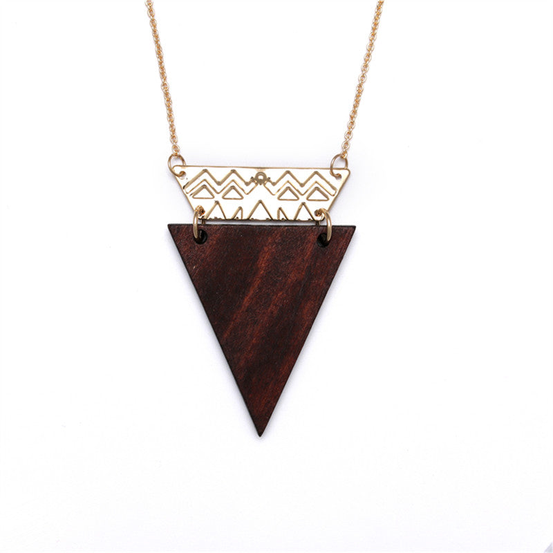 Necklace with Wooden Triangle Pendant