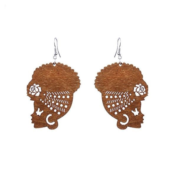 New Design African Head Wooden Earrings