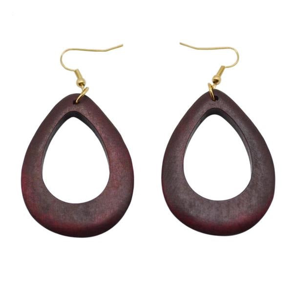 Fashionable Wooden Round Drop Earrings