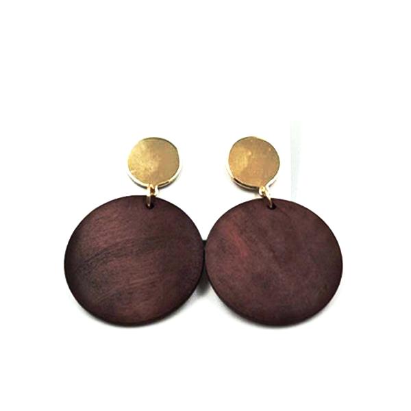 Classy Round Natural Wood Earrings