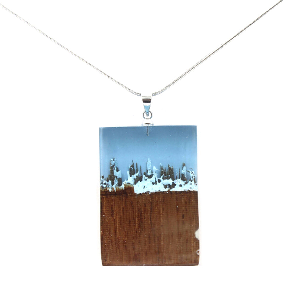 Necklace with Resin Wood Pendant