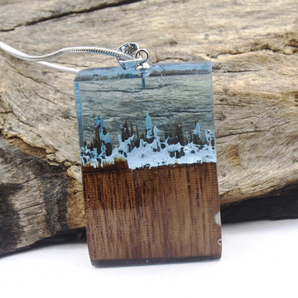 Necklace with Resin Wood Pendant