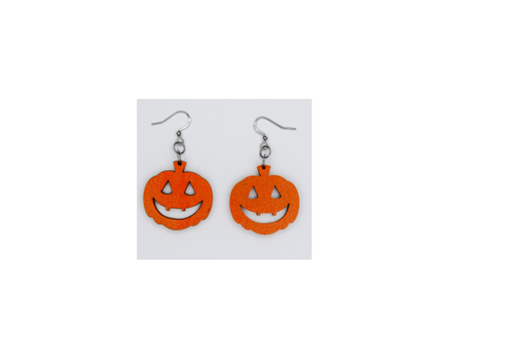 Wooden Pumpkin Earrings