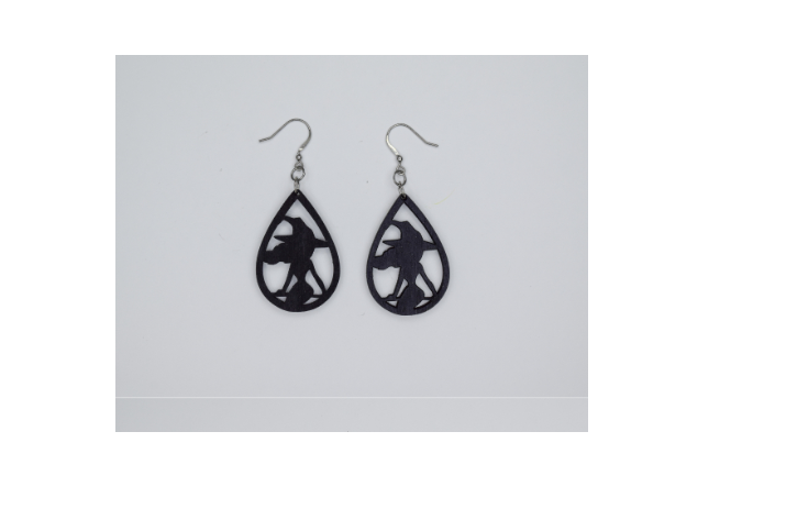 Wooden Witch Earrings